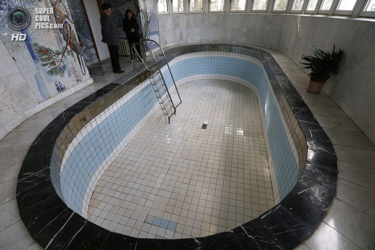 People visit the pool of Soviet dictator Joseph Stalin at Stalinís Villa in Sochi