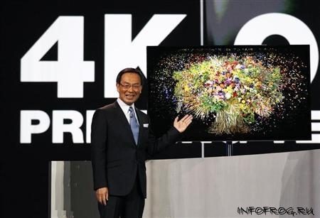 Panasonic chief Tsuga introduces the company's new OLED television during the Panasonic opening day keynote at the Consumer Electronics Show in Las Vegas